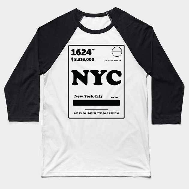 New York Periodic Table Element Baseball T-Shirt by ScienceCorner